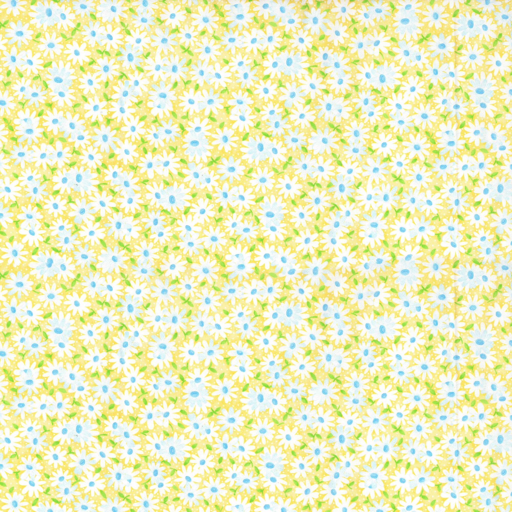 Fabric Traditions Daisy on Yellow Cotton Fabric